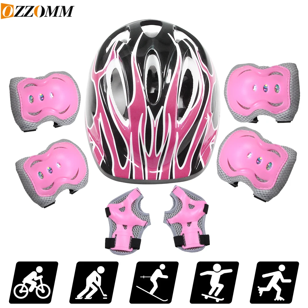 Scooter Helmet Set - 7PCS Set Helm Sepeda Anak, Pelindung